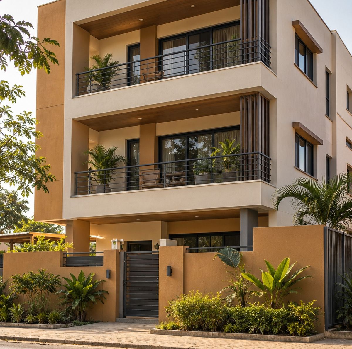 Résidence moderne avec balcons